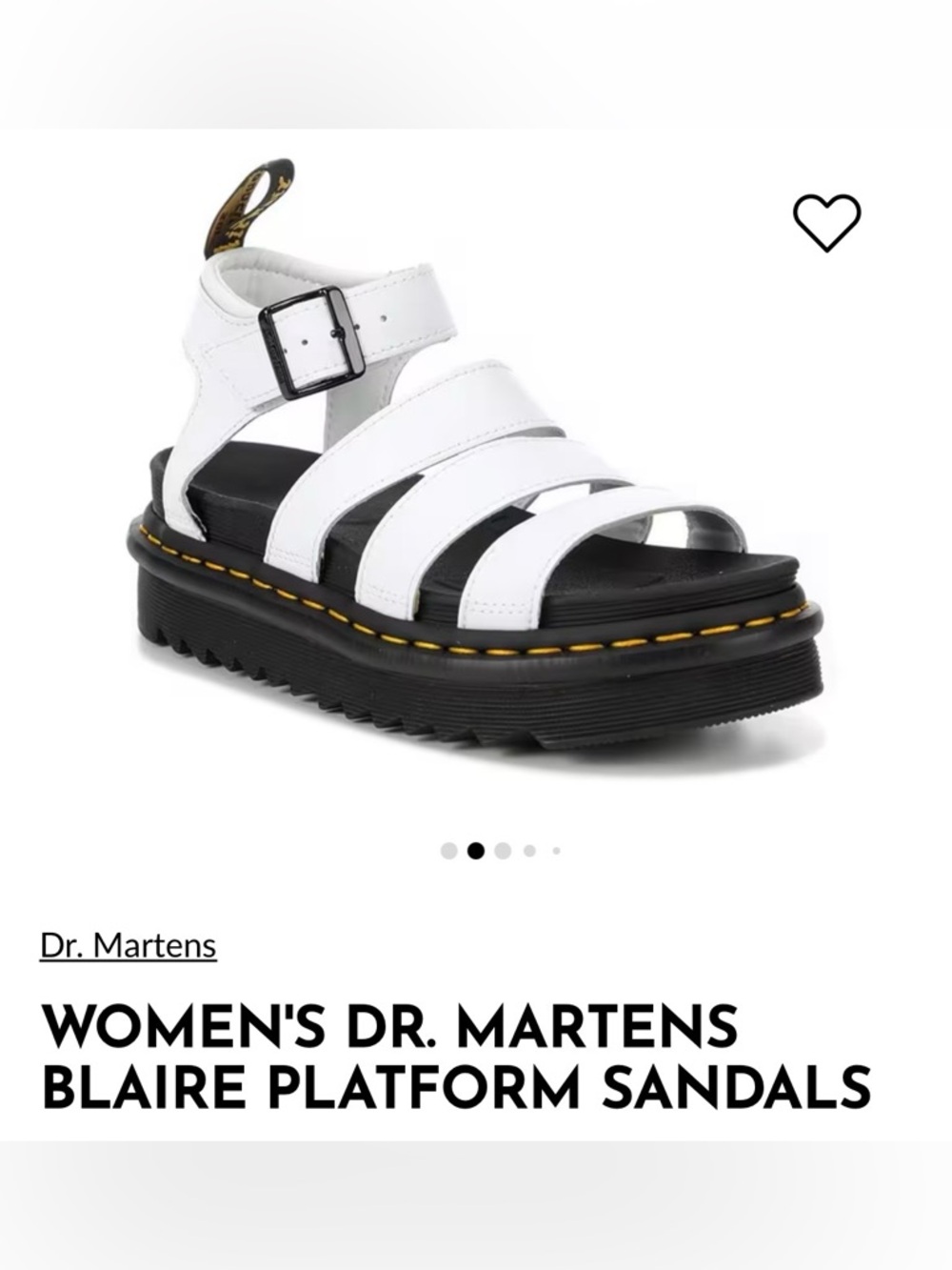 Dr. Martens White Leather Platform Sandals with Black Sole